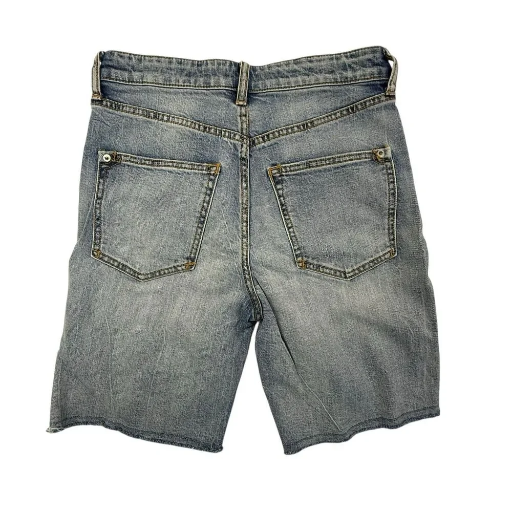 Pilcro Anthropologie Bermuda Jean Shorts Women Size 25 High Rise Acid Wash - Picture 3 of 14